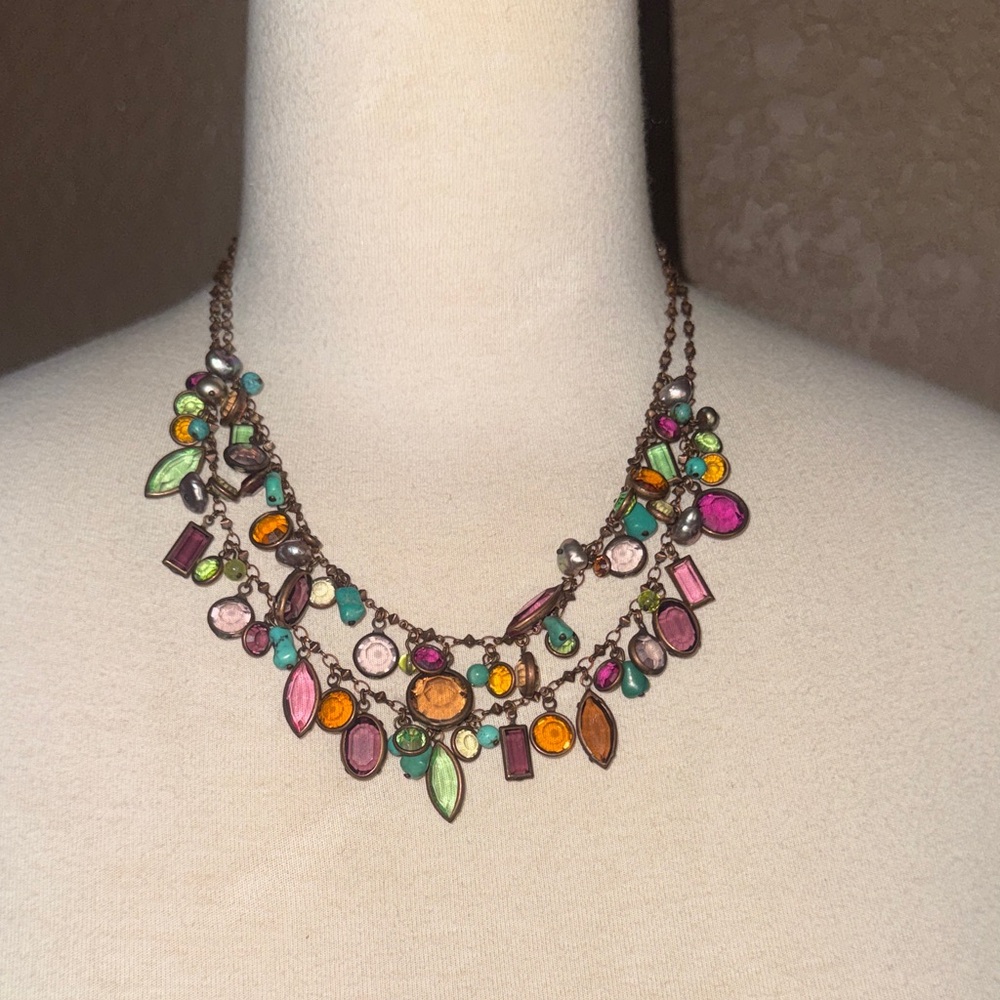 Gorgeous Liz Palacios Necklace Double Strand Swarovski Crystal Necklace